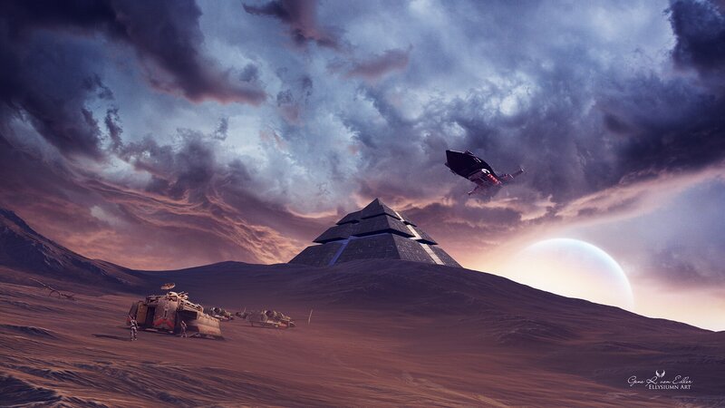 Pyramid on Alien Planet — Purple, Dramatic