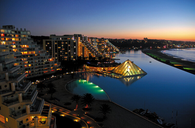 Pyramid-shaped Building — Blue, Serene