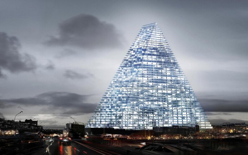 Pyramid-shaped Skyscraper — Gray