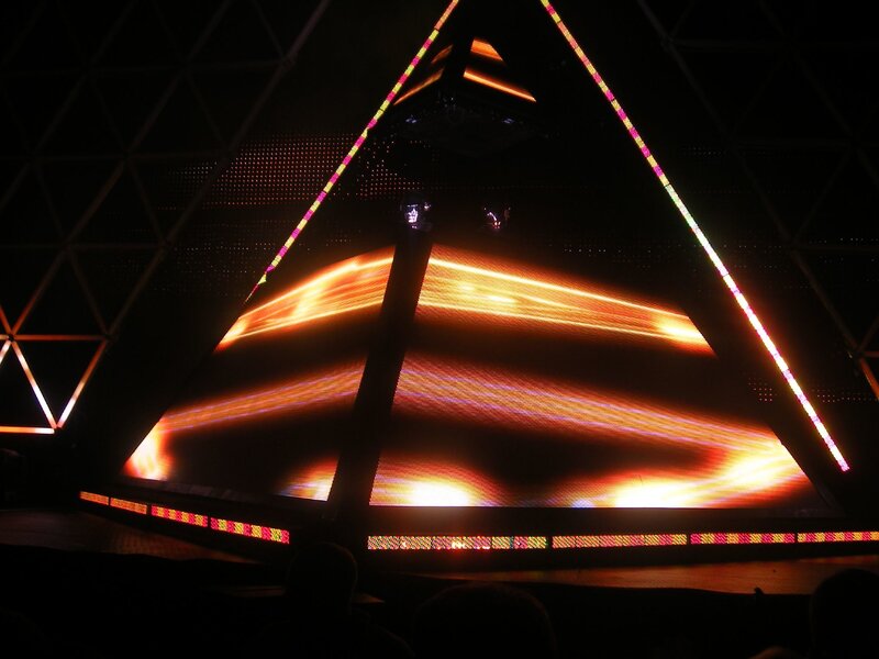 Pyramid stage with light effects