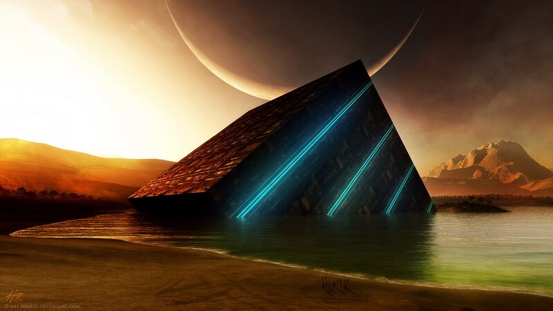 Pyramid Structure on Beach