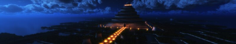 Pyramid Temple at Night — Blue