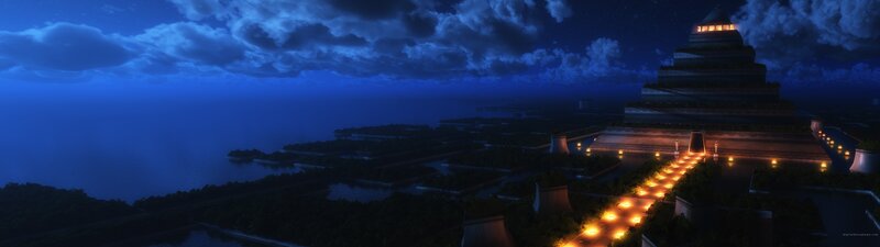 Pyramid Temple at Night