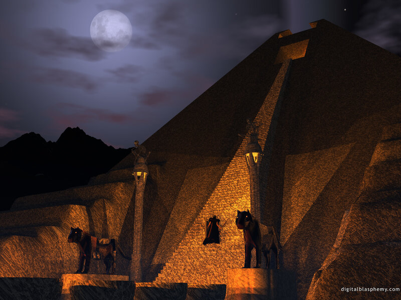 Pyramid under a full moon