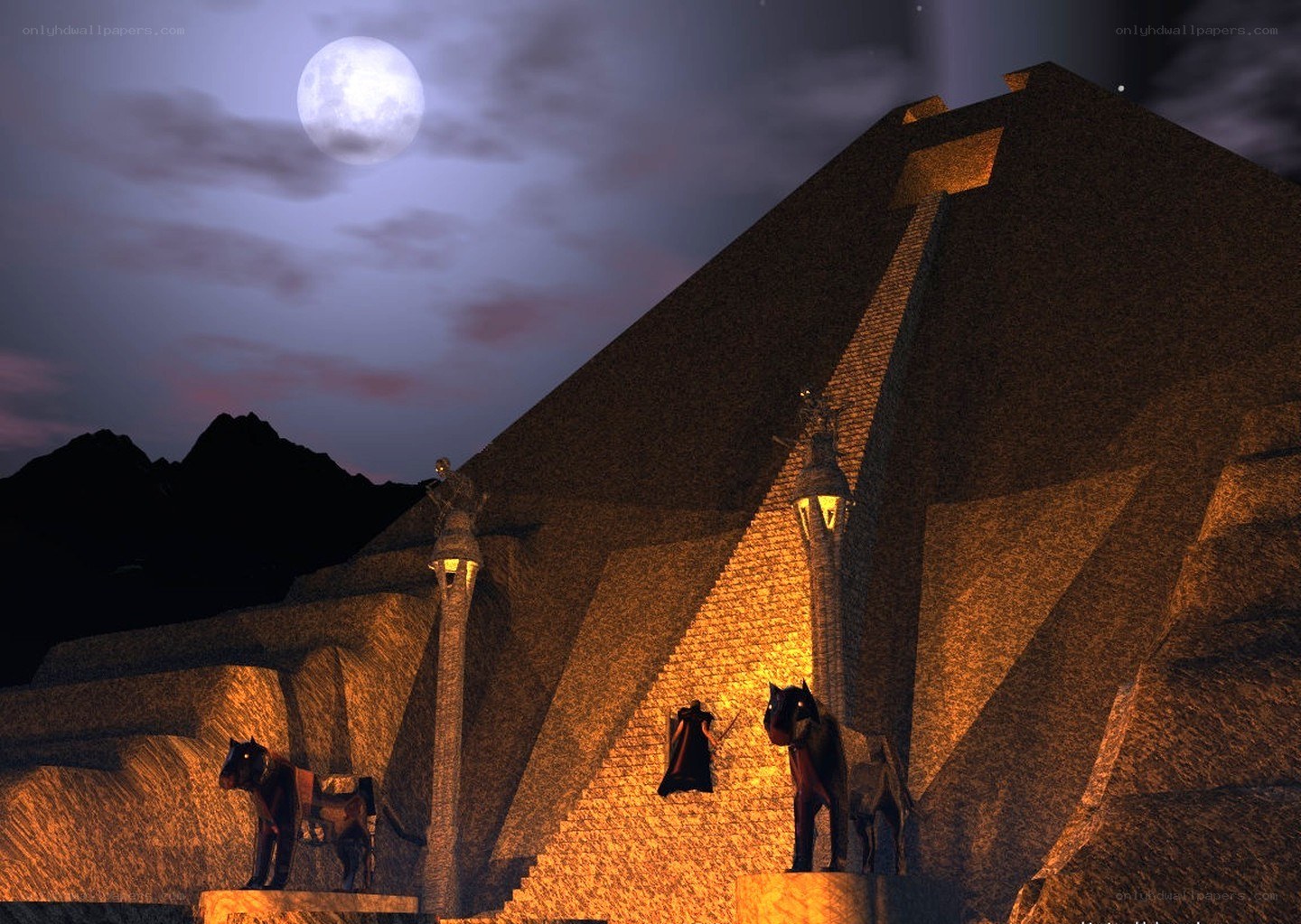 Pyramid under the moonlight