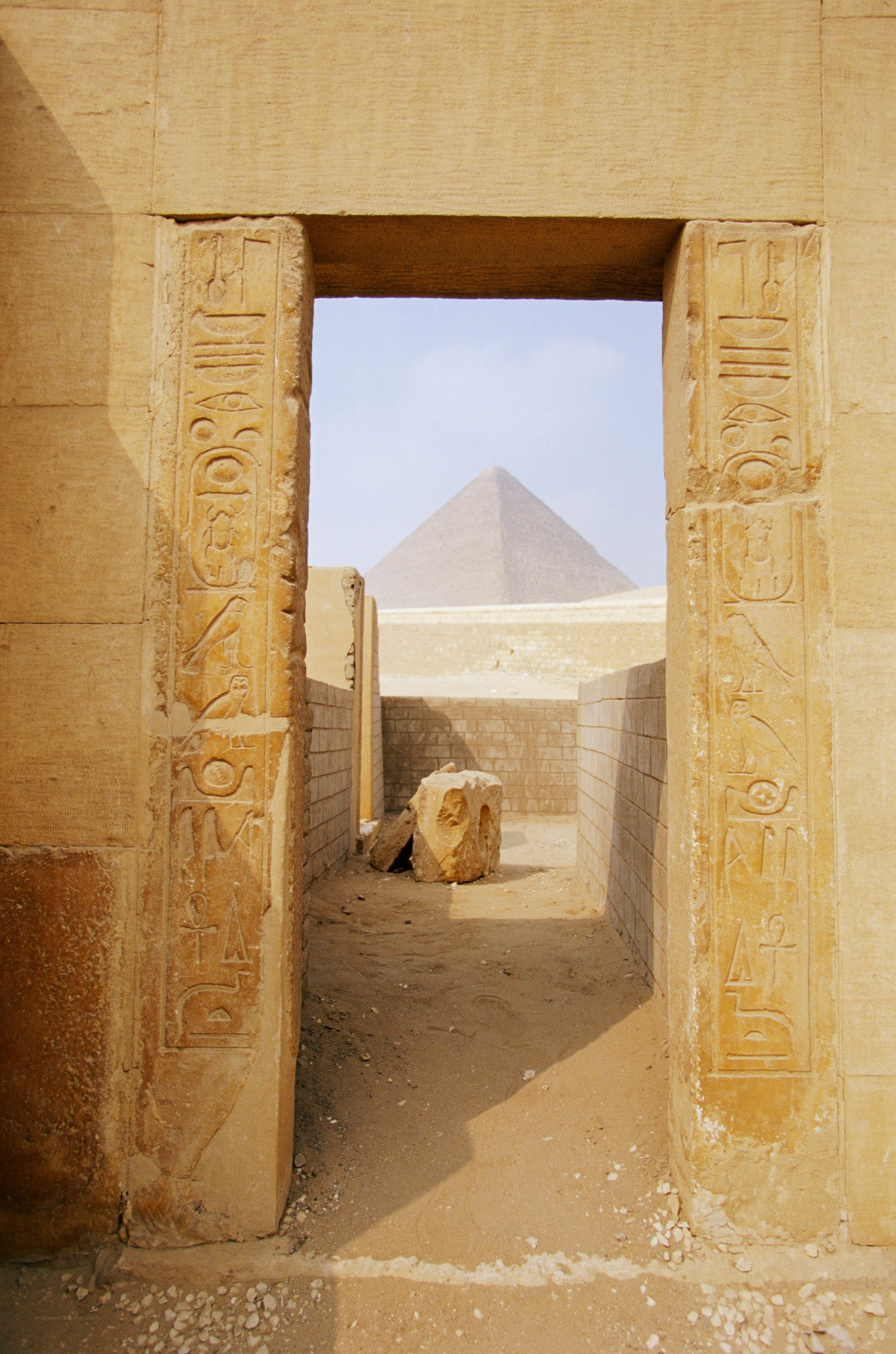 Pyramid viewed through a doorway