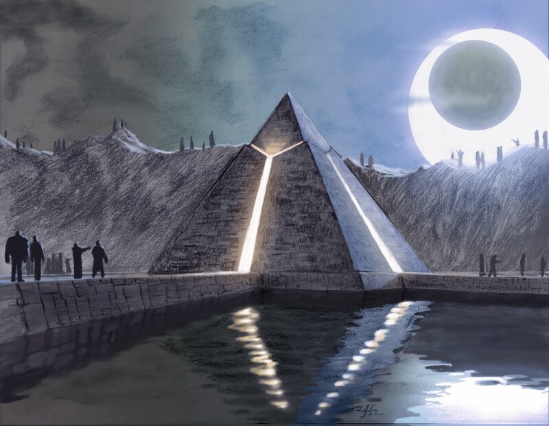 Pyramid with Light Beams