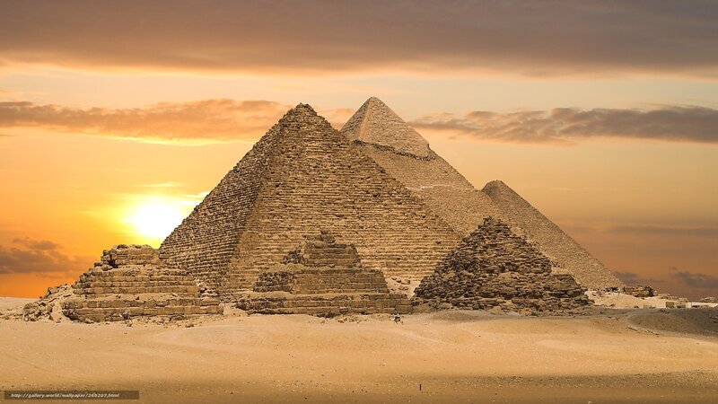Pyramids at Giza — Orange, Dramatic, Sunset