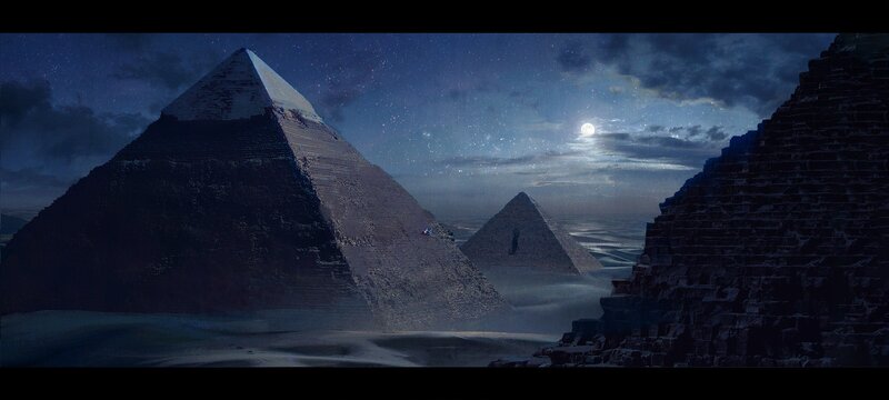 Pyramids at Night — Blue