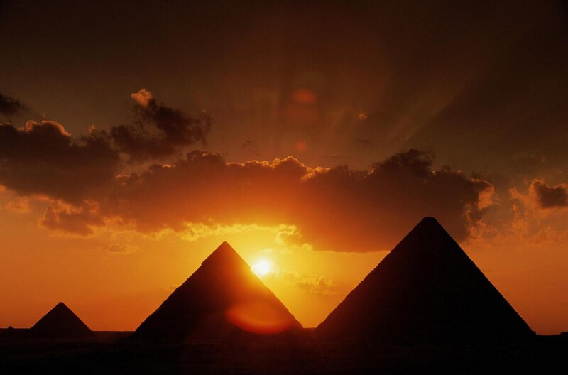 Pyramids at sunset