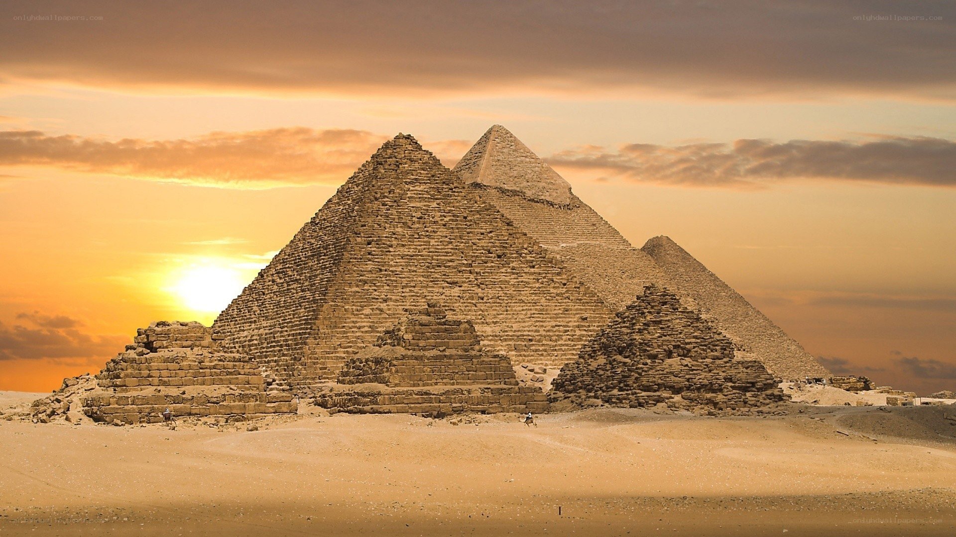 Pyramids at sunset