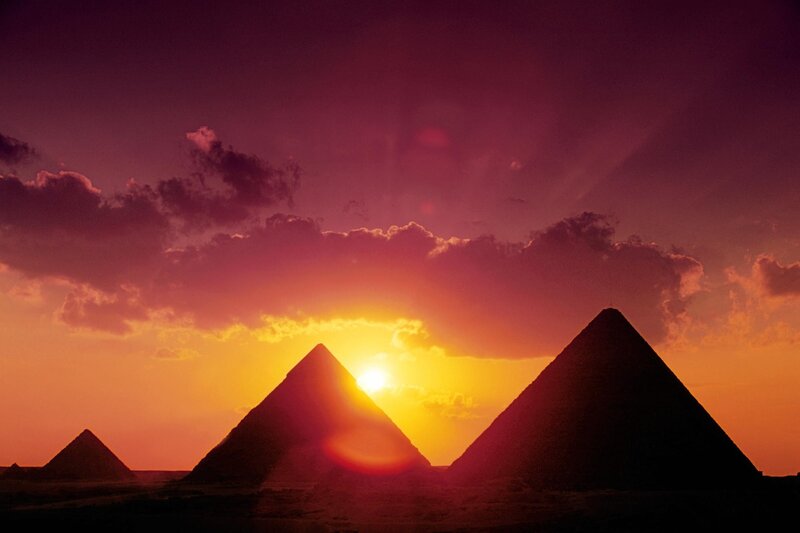 Pyramids at sunset