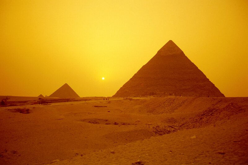 Pyramids at sunset in Egypt