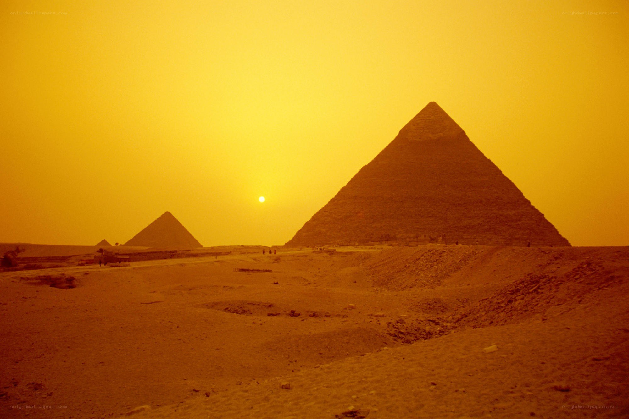 Pyramids at sunset in Egypt