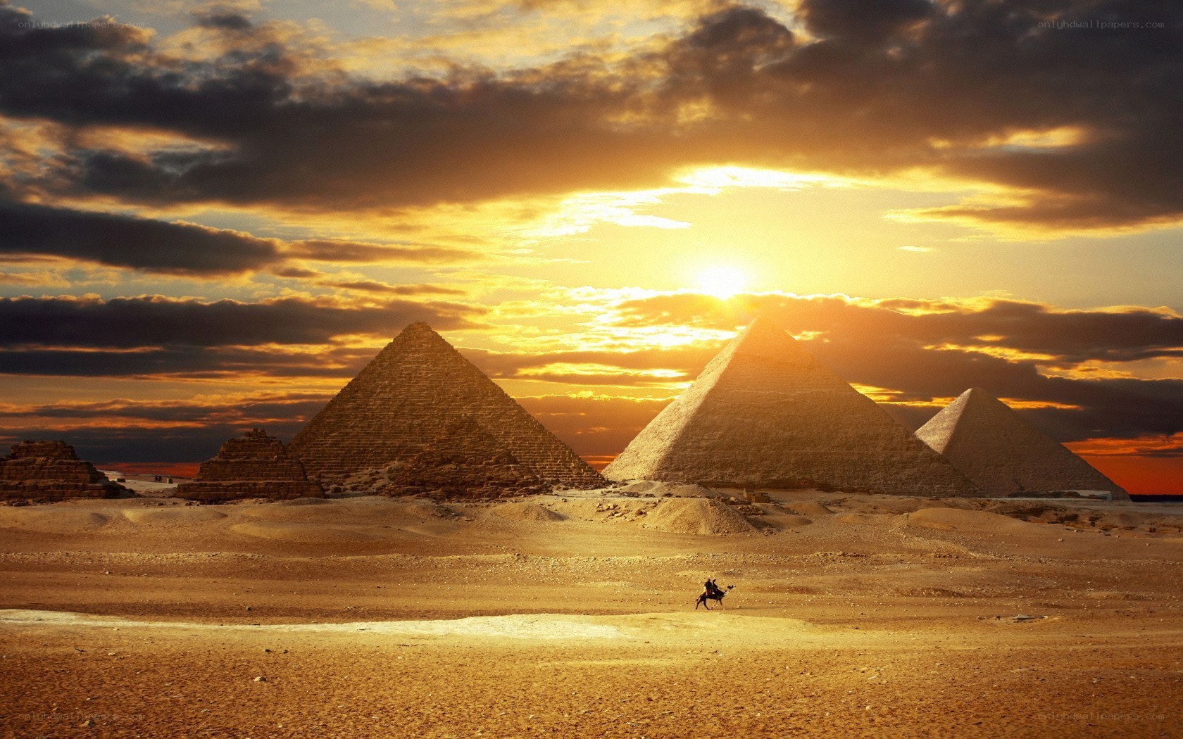 Pyramids at sunset in Egypt