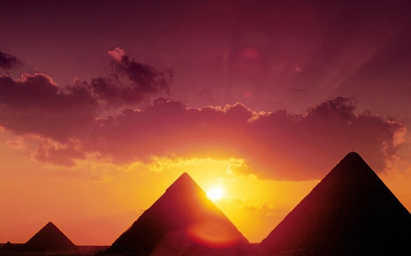 Pyramids at Sunset — Purple, Dramatic