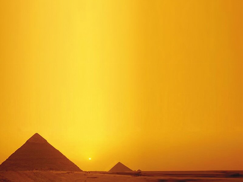 Pyramids at Sunset — Yellow, Serene