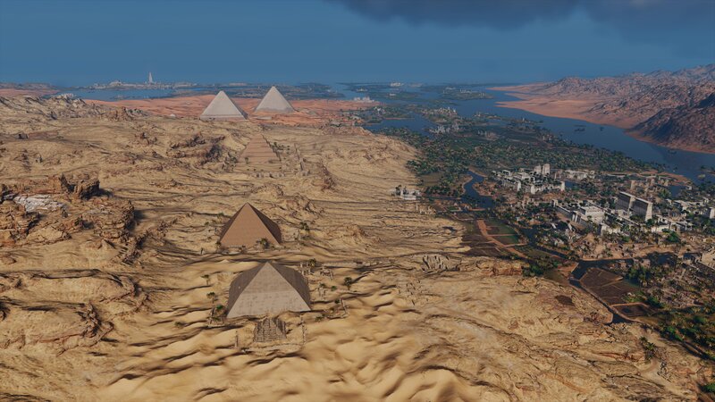 Pyramids in Desert — Brown, Dramatic, Afternoon, 3d Render