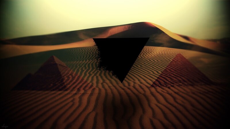 Pyramids in Desert — Brown, Dramatic, Sunset
