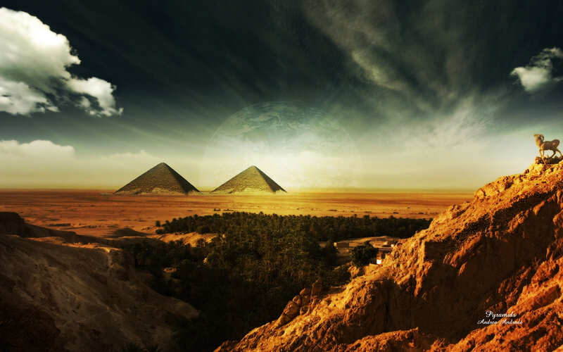 Pyramids in Desert — Brown