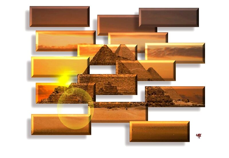 Pyramids in Desert — Gold