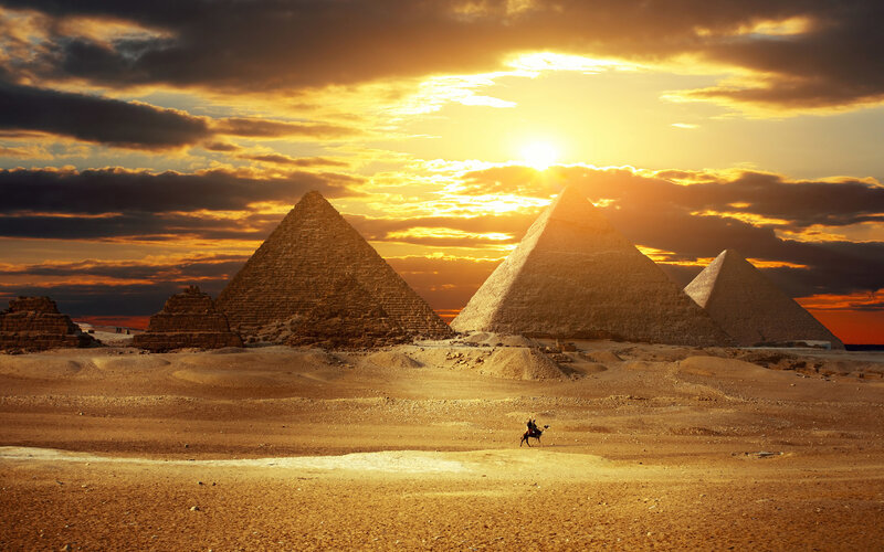 Pyramids in Desert — Orange