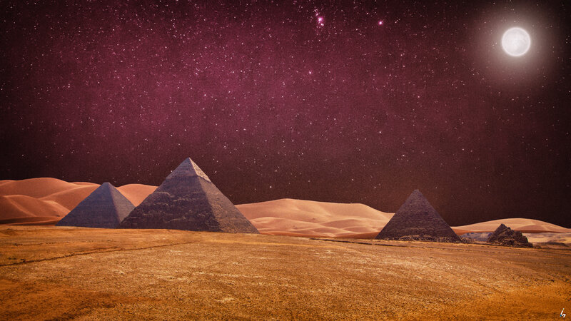 Pyramids in Desert — Purple