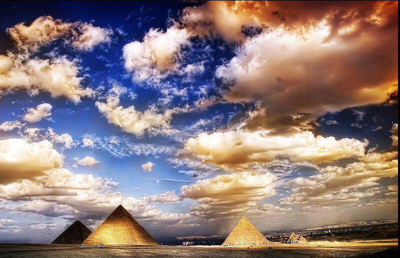 Pyramids of Giza — Blue, Dramatic