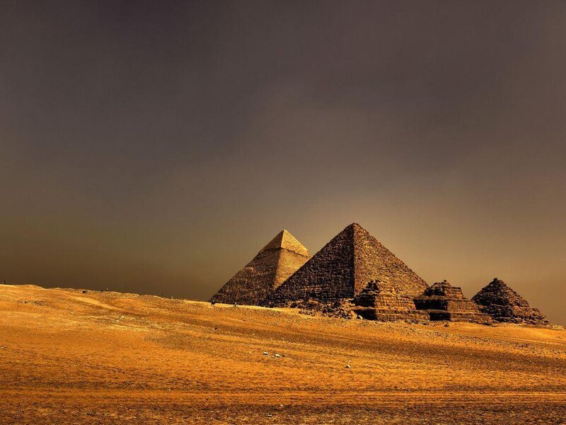 Pyramids of Giza — Brown, Dramatic, Sunset