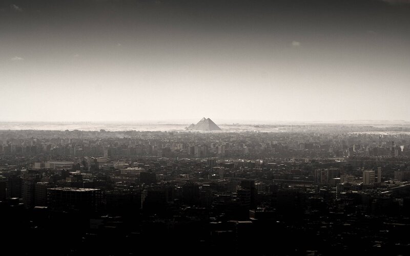 Pyramids of Giza from Cairo
