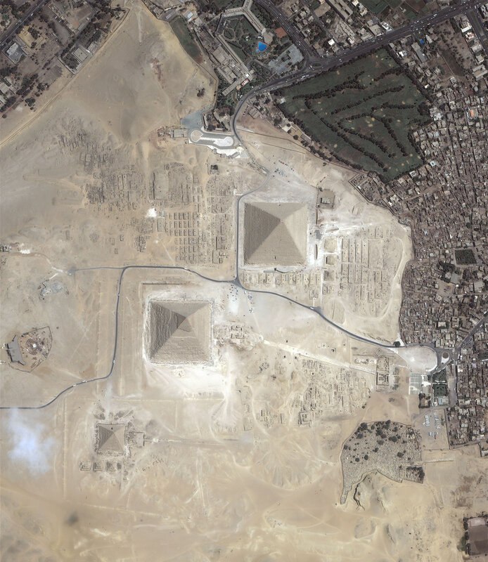 Pyramids of Giza from space