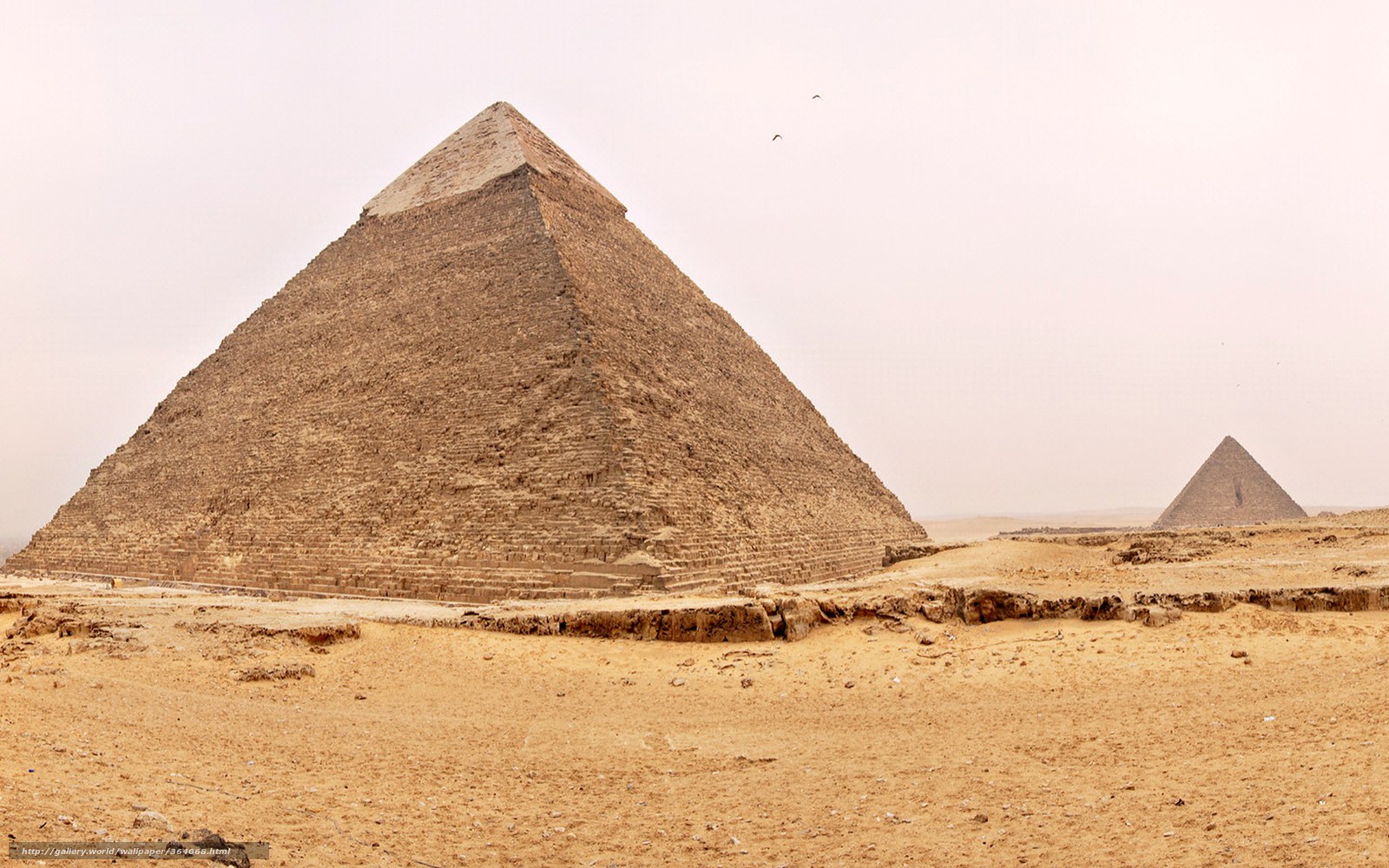 Pyramids of Giza in desert
