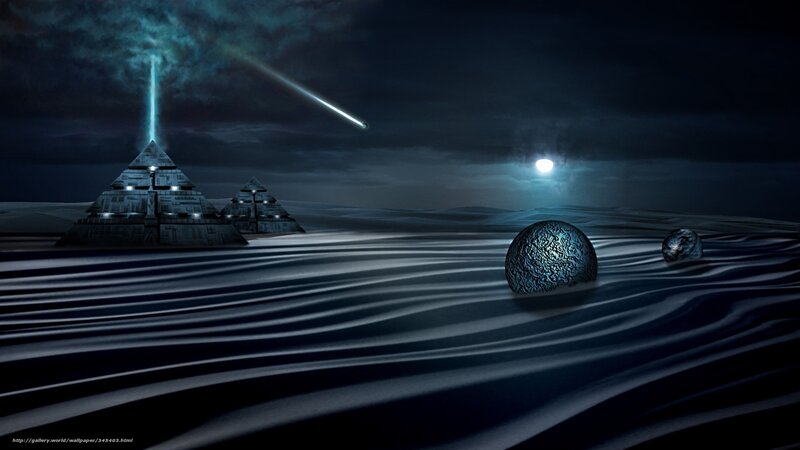 Pyramids on Alien Planet — Blue, Dramatic
