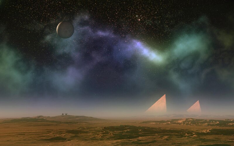 Pyramids on Alien Planet — Brown, Dramatic