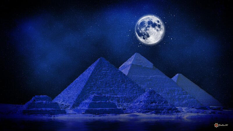 Pyramids under a full moon