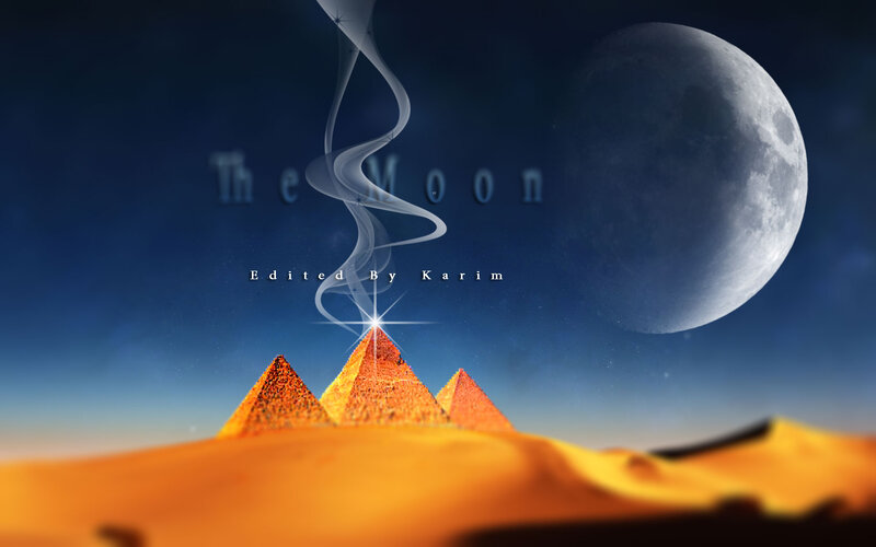 Pyramids under Moon — Blue