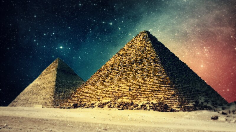 Pyramids under Starry Sky — Blue