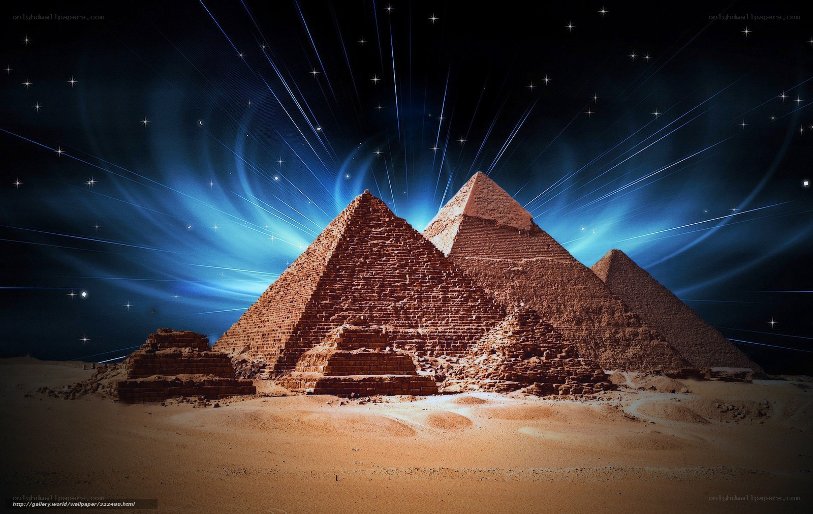 Pyramids under starry sky