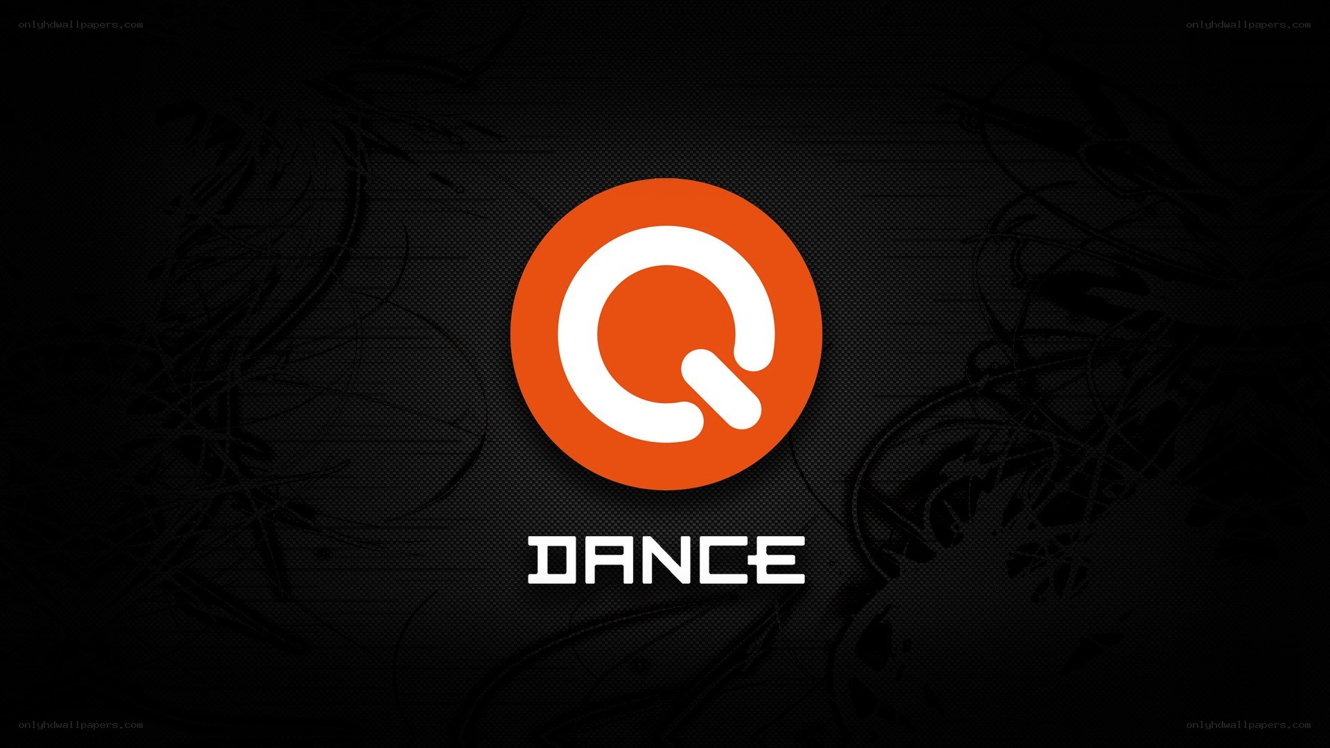Q-dance logo on dark background