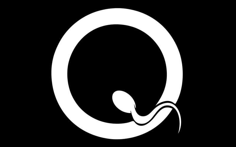 Q logo with sperm design