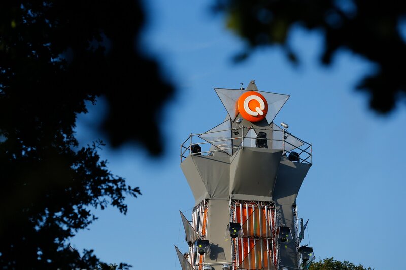 Q music festival stage tower
