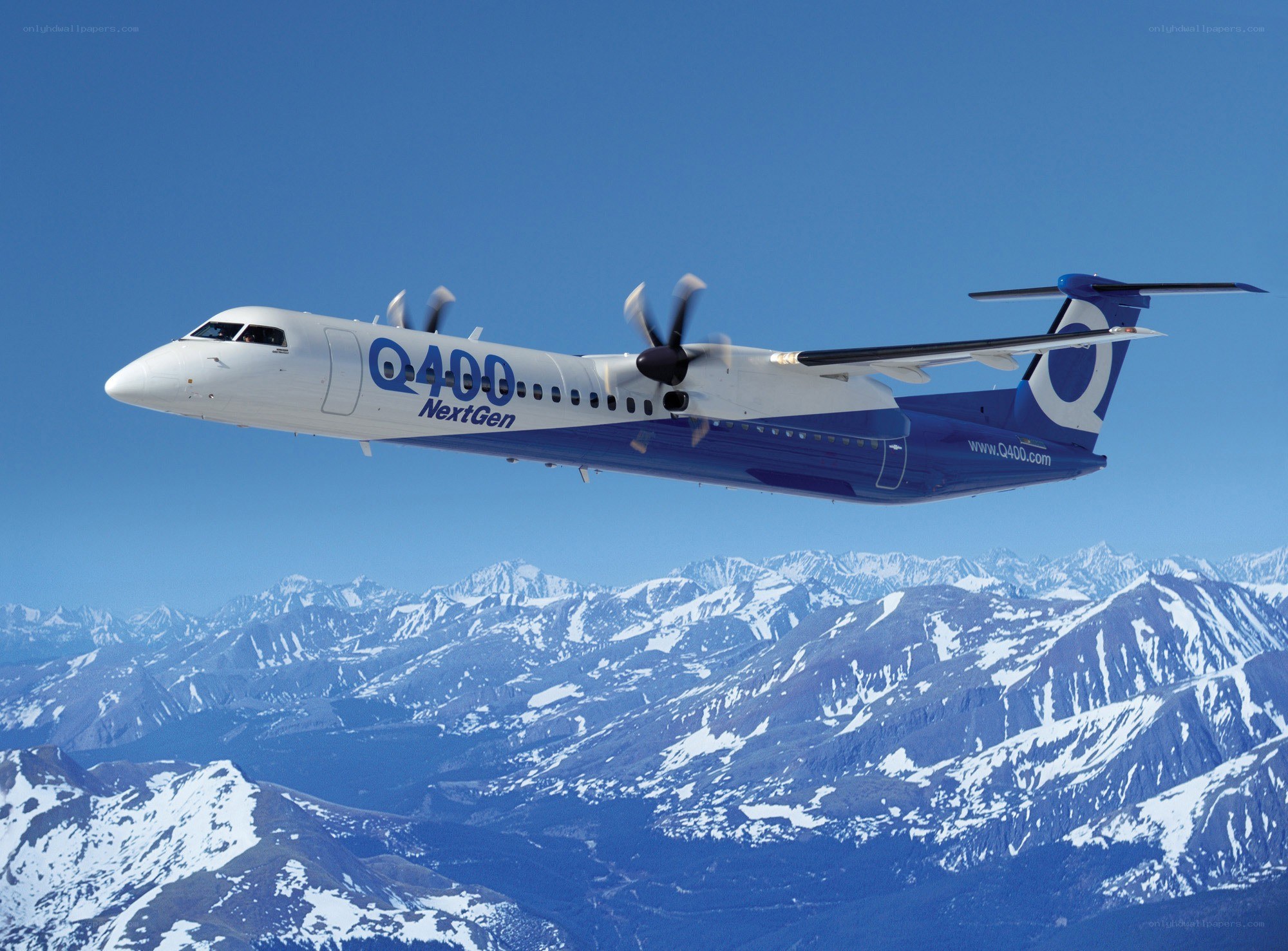 Q400 NextGen aircraft in flight