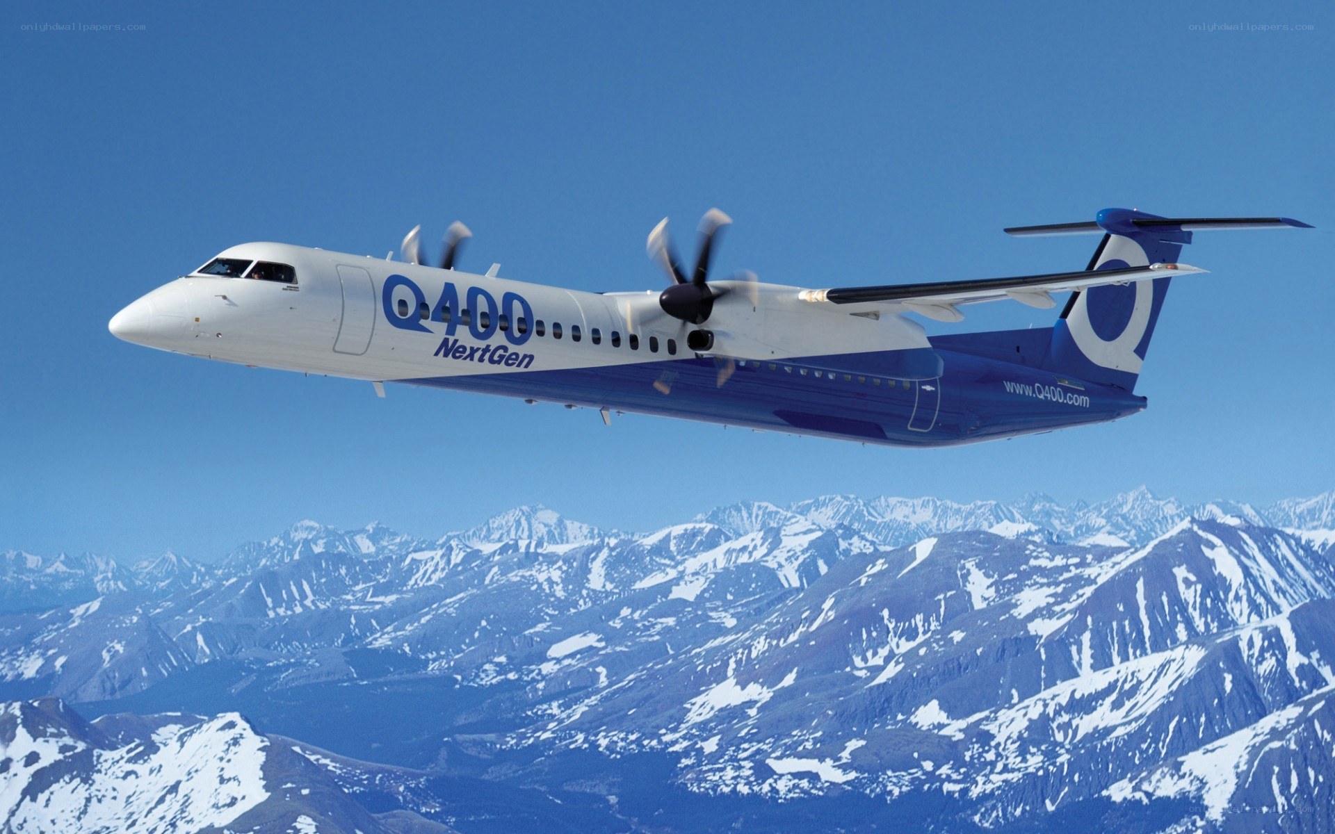 Q400 NextGen aircraft in flight