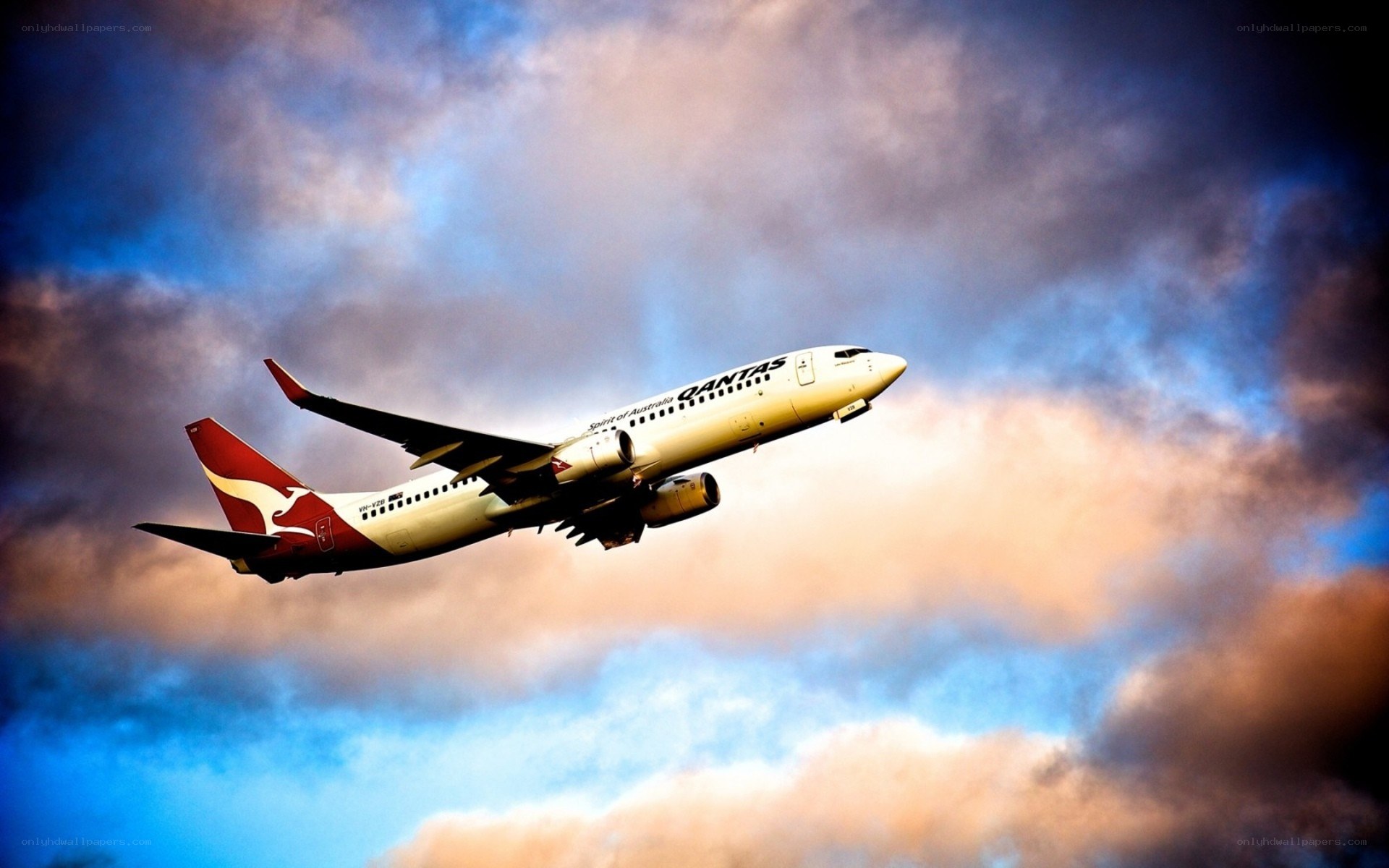 Qantas airplane in flight
