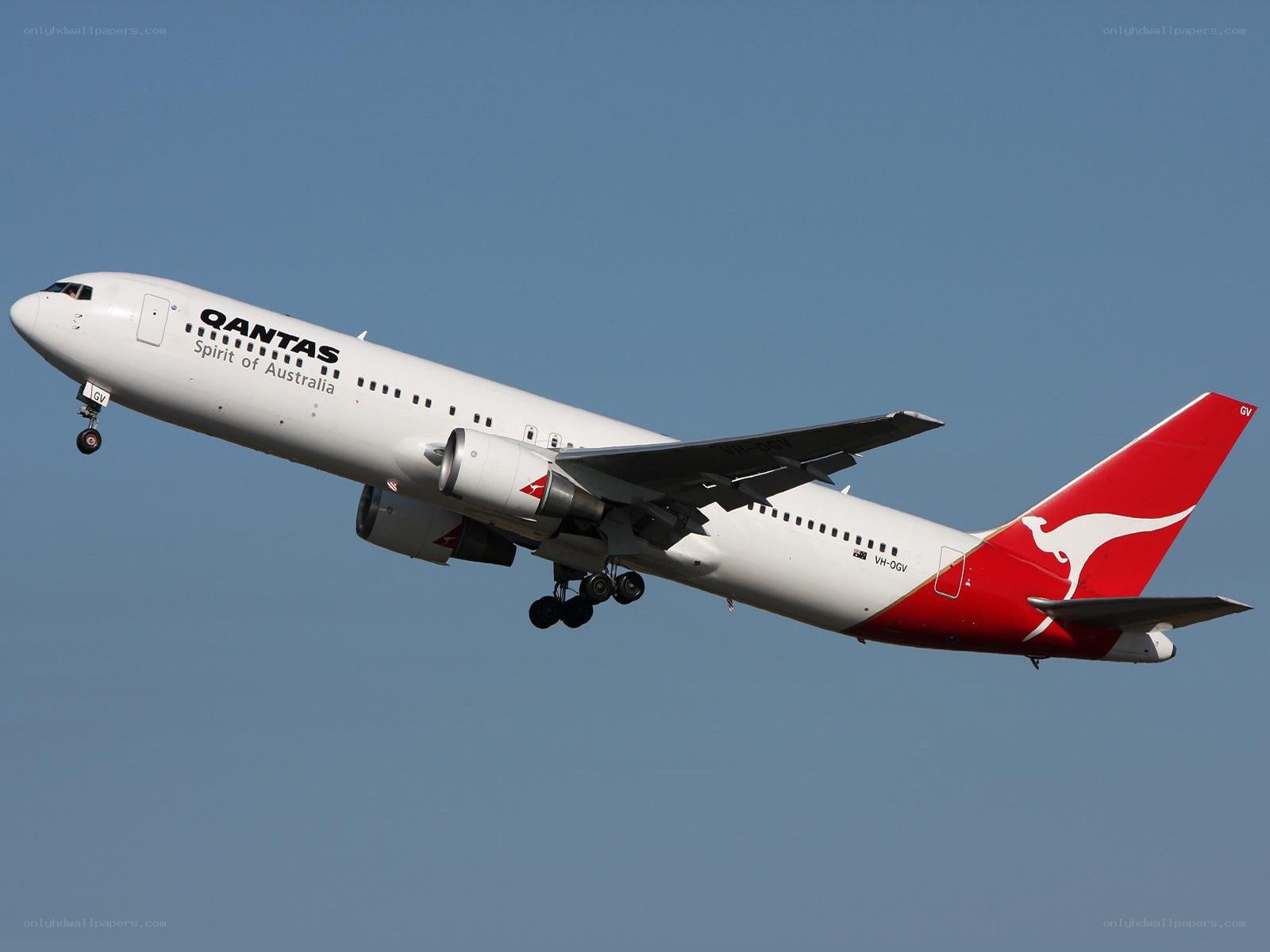 Qantas airplane in flight
