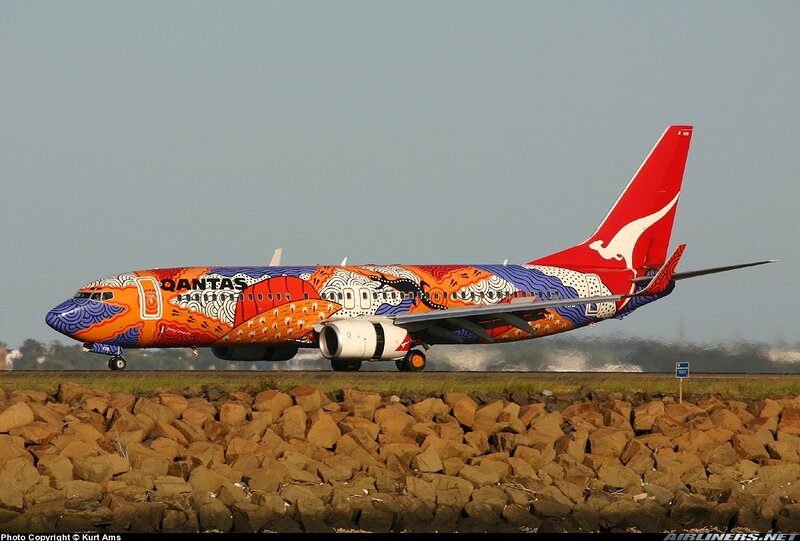 Qantas Airplane on Runway