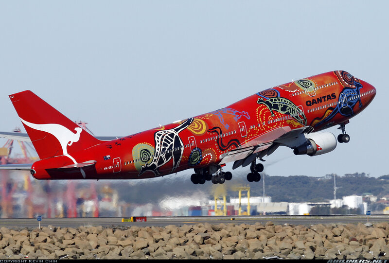 Qantas Boeing 747 taking off