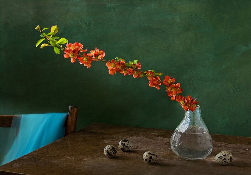 Quail Eggs and Flowering Branch