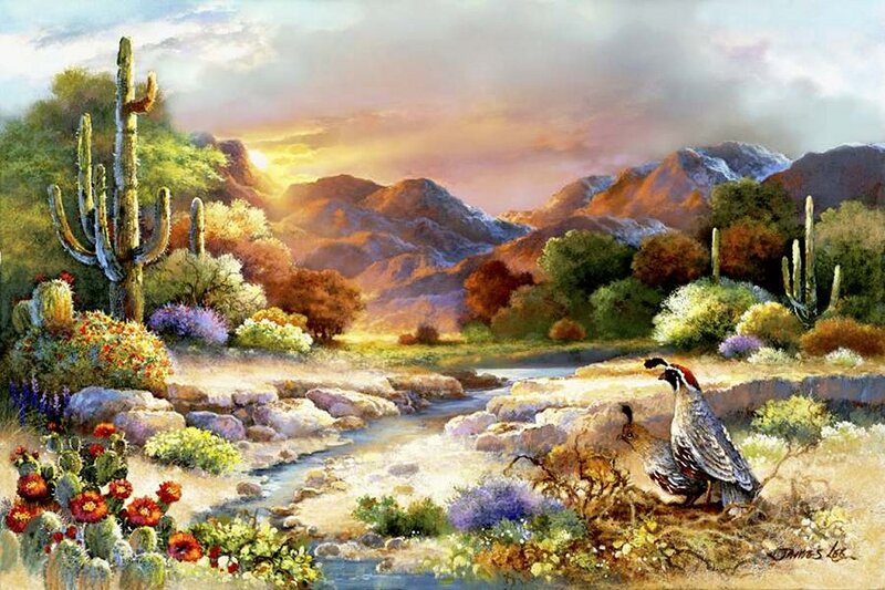 Quail in Desert Landscape