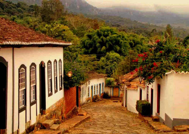 Quaint cobblestone street in Ouro Preto